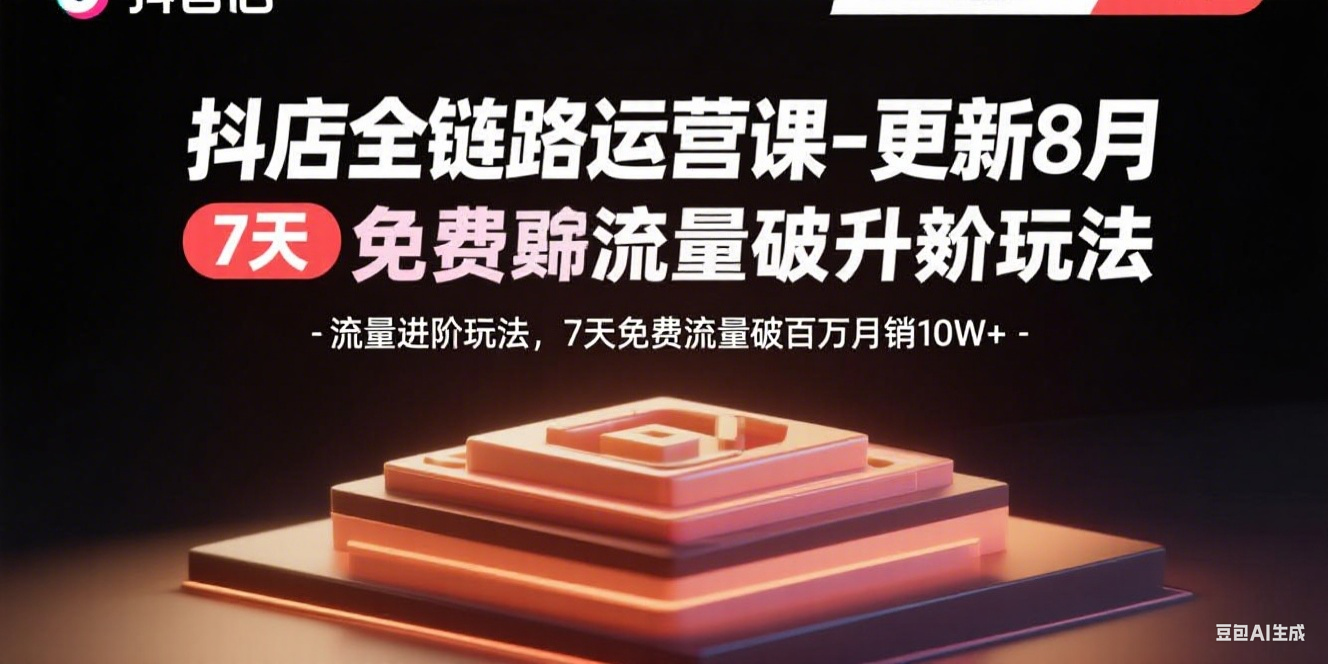 抖店全链路运营课-更新8月：流量进阶玩法，7天免费流量破百万月销10W+-桂芽网创