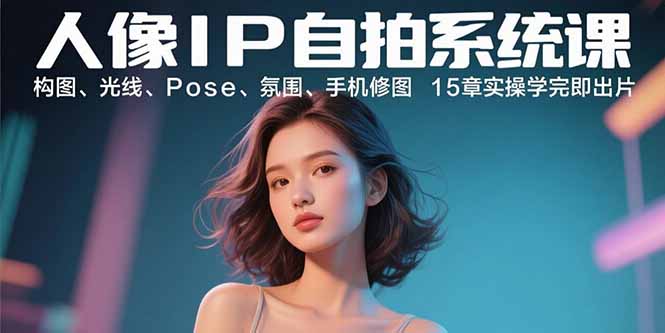 人像IP自拍系统课：构图、光线、Pose、氛围、手机修图 15章实操学完即出片-桂芽网创