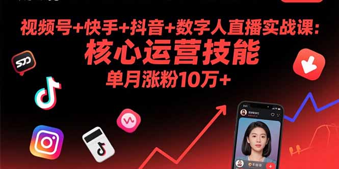 视频号+快手+抖音+数字人直播实战课(9月-桂芽网创