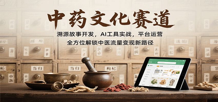 中药文化赛道：溯源故事开发，AI工具实战，平台运营，全方位解锁中医流量变现新路径-桂芽网创