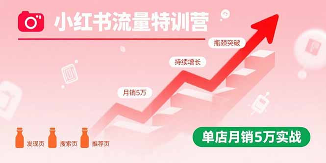 小红书流量特训营：突破流量瓶颈，实现店铺持续增长，单店月销5万实战-桂芽网创