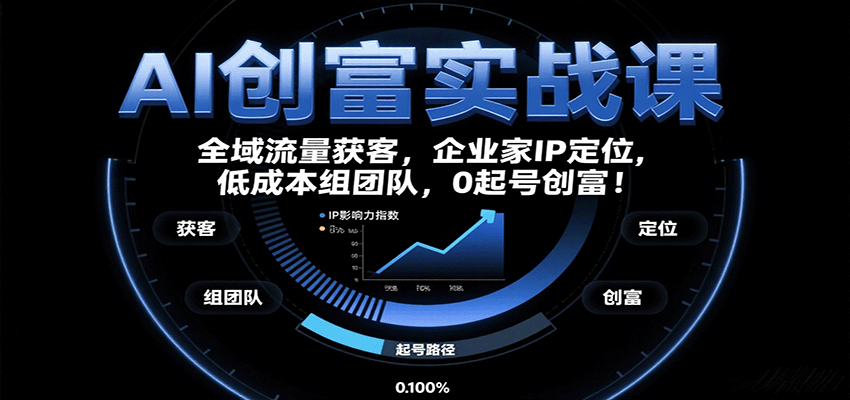 AI创富实战课：企业家IP定位，全域流量获客，低成本组团队，0起号创富！-桂芽网创