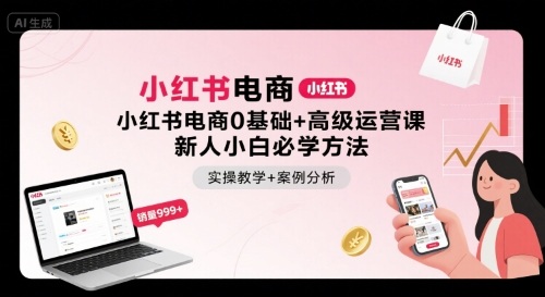 小红书电商0基础+高级运营课，新人小白必学方法，实操教学+案例分析-桂芽网创