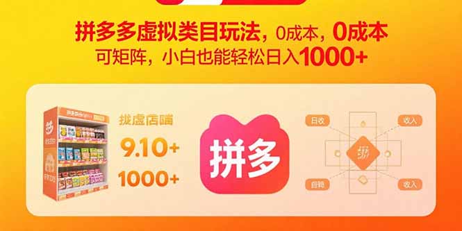 拼多多虚拟类目玩法，0成本，可矩阵，小白也能轻松日入1000+-桂芽网创