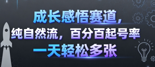 成长感悟赛道，纯自然流，百分百起号率 一天轻松多张-桂芽网创