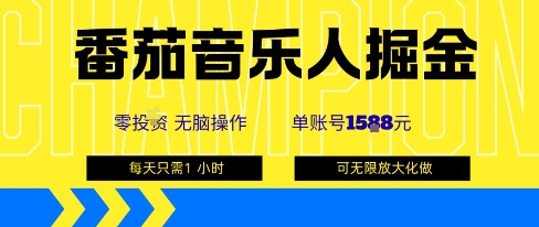 番茄音乐人掘金，单账号最高可撸1k+，可无限矩阵去做，零投入-桂芽网创