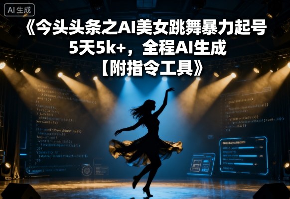 今日头条之AI美女跳舞暴力起号，5天1k+，全程AI生成【附指令工具】-桂芽网创