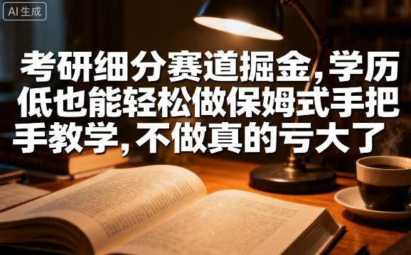 考研细分赛道掘金，日入1k+，学历低也能轻松做保姆式手把手教学，不做真的亏大了【揭秘】-桂芽网创