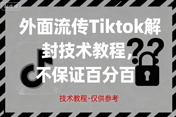 外面流传Tiktok解封技术教程，不保证百分百，具体自测-桂芽网创