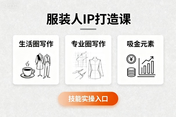 服装人IP打造课，文案创富+生活圈写作+专业圈写作+服装人专属+吸金元素+技能实操-桂芽网创