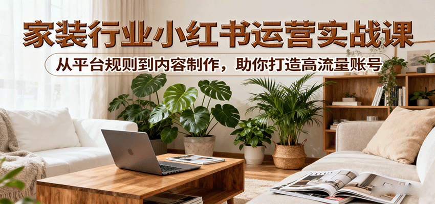 小红书家装行业运营实战课：从平台规则到内容制作，助你打造高流量账号-桂芽网创