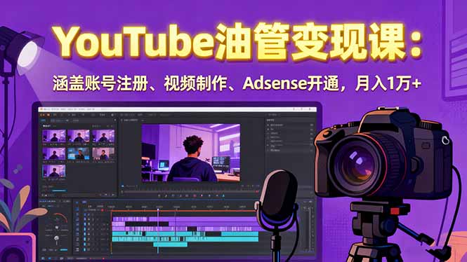 2025YouTube油管变现课：涵盖账号注册、视频制作、Adsense开通，月入1万+-桂芽网创