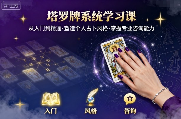 塔罗牌系统学习课，助你从入门到精通，塑造个人占卜风格，掌握专业咨询能力-桂芽网创