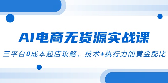 AI电商无货源实战课，三平台0成本起店攻略，技术+执行力的黄金配比-桂芽网创
