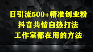 日引流500+精准创业粉，抖音共情自热打法，工作室都在用的方法-桂芽网创