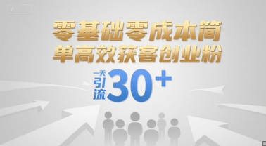 零基础零成本简单高效获客创业粉，一天引流30+-桂芽网创