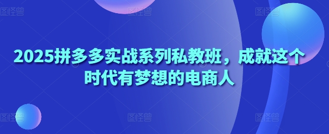 2025拼多多实战系列私教班，成就这个时代有梦想的电商人-桂芽网创