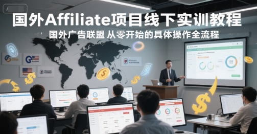 国外Affiliate项目线下实训教程，国外广告联盟从零开始的具体操作全流程-桂芽网创