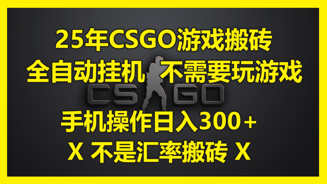 25年CSGO游戏搬砖，全自动挂机，不需要玩游戏，手机操作日入300+。(不…-桂芽网创