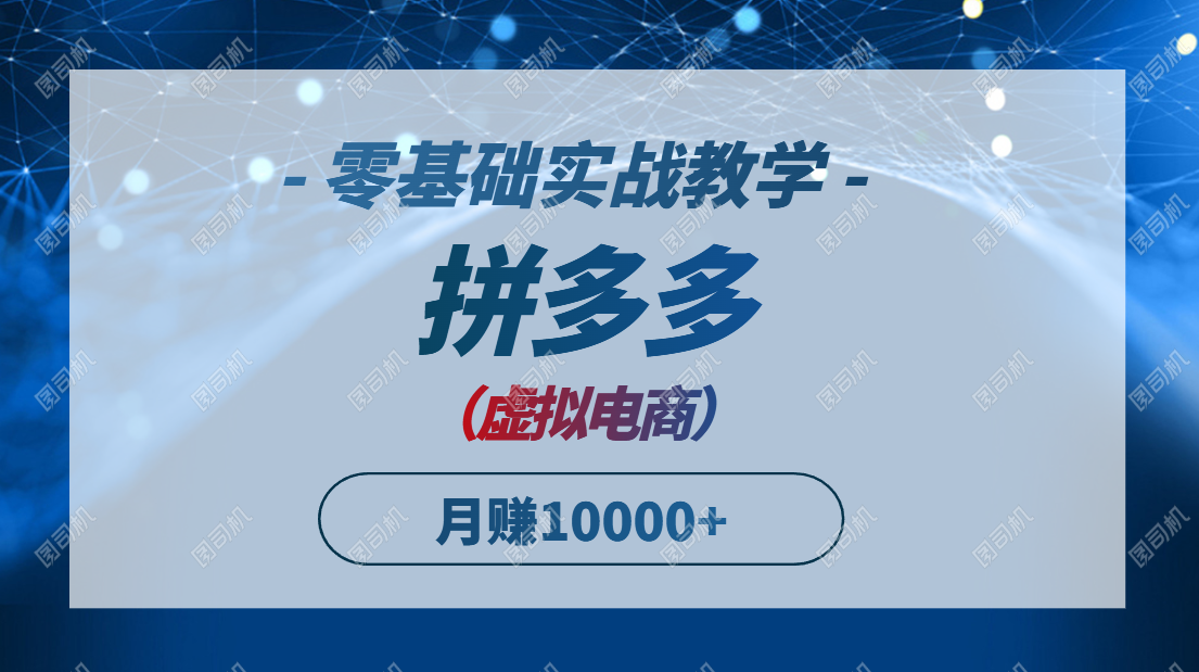 拼多多虚拟电商，零基础实战教学，快速打爆商品，新手也能月入10000+-桂芽网创