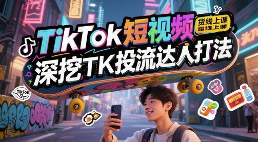TikTok短视频带货线上课，深挖TK投流达人打法-桂芽网创