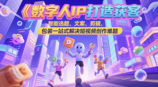 数字人IP打造获客变现实操课，智能选题、文案、剪辑、包装一站式解决短视频创作难题-桂芽网创