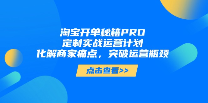 淘宝开单秘籍PRO，定制实战运营计划，化解商家痛点，突破运营瓶颈-桂芽网创