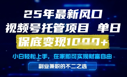 25年最新风口，视频号托管项目，单日保底变现1k+，手把手教学【揭秘】-桂芽网创