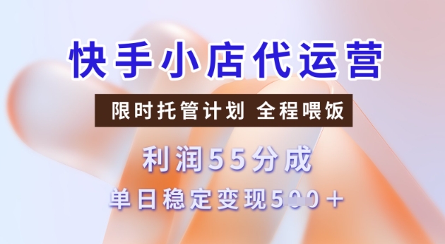快手小店代运营3.0，模式新升级，收益55分，稳定单日5张【揭秘】-桂芽网创