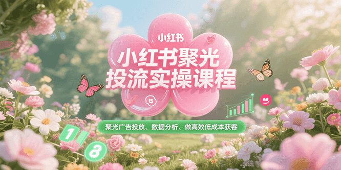 小红书聚光投流实操课程，聚光广告投放、数据分析、做高效低成本获客-桂芽网创