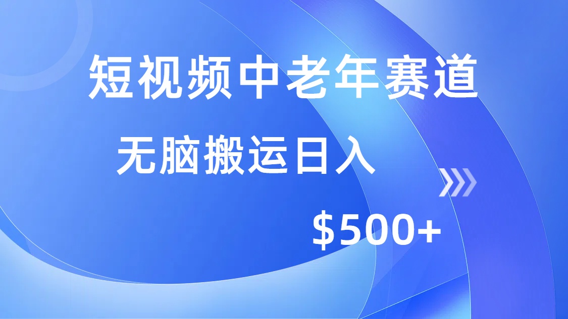 （14254期）短视频中老年赛道，操作简单，多平台收益，无脑搬运日入500+-桂芽网创