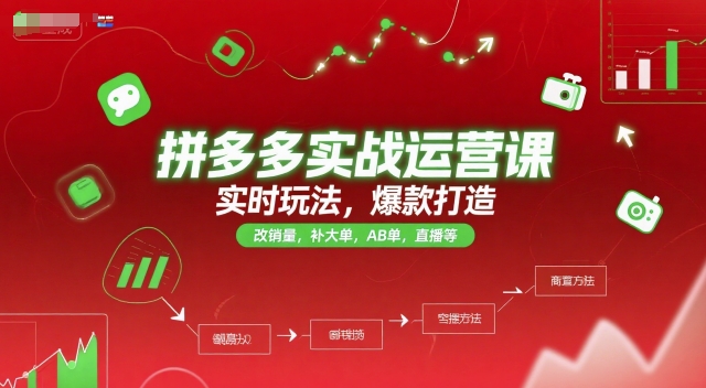 拼多多实战运营课，实时玩法，爆款打造，改销量，补大单，AB单，直播等(更新2025月)-桂芽网创