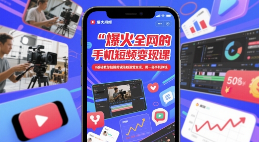 爆火全网的手机短视频变现课，0基础教你拍摄剪辑涨粉运营变现，用一部手机挣钱-桂芽网创