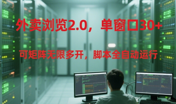 外卖浏览2.0，单窗口30+可矩阵无限多开，脚本全自动运行【揭秘】-桂芽网创