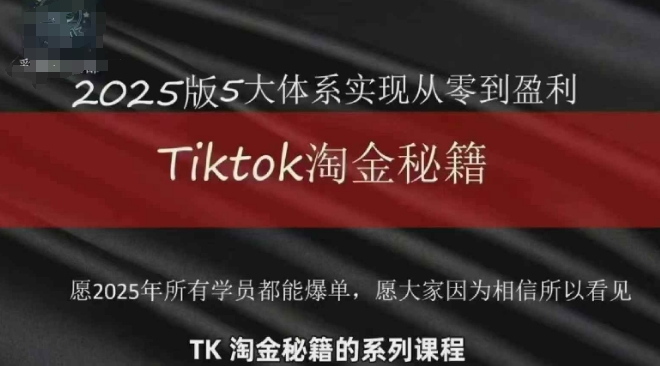 TikTok跨境2025淘金秘籍，​2025TikTok从0到盈利变现-桂芽网创