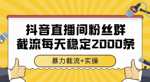 抖音直播间粉丝群暴力截流，一台电脑每天稳定2000条数据，暴力截流+实操 【揭秘】-桂芽网创