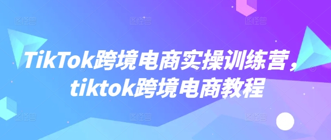 TikTok跨境电商实操训练营，tiktok跨境电商教程-桂芽网创