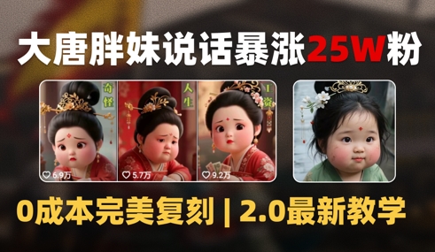AI大唐胖贵妃说话2.0，40条视频暴涨40w粉，附独家变现攻略-桂芽网创