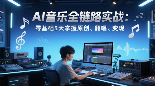 AI音乐全链路实战变现课：零基础3天掌握原创、翻唱、变现-桂芽网创