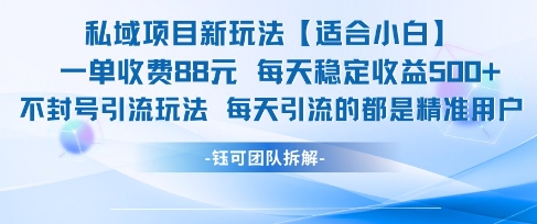 私域项目新玩法【适合小白】 一单收费88.每天稳定收益几张-桂芽网创