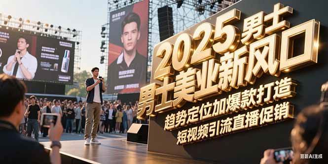 2025男士美业新风口，趋势定位加爆款打造，短视频引流直播促销-桂芽网创