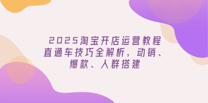 （14389期）2025淘宝开店运营教程更新，直通车技巧全解析，动销、爆款、人群搭建-桂芽网创