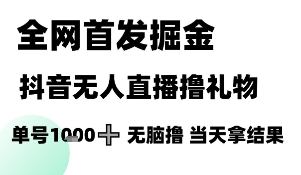 全网首发掘金抖音无人直播撸礼物，单号1k +无脑撸，当天拿结果【揭秘】-桂芽网创