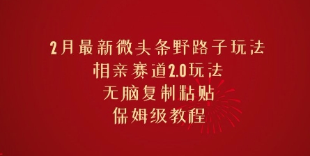 2月最新微头条野路子玩法，相亲赛道2.0玩法，无脑复制粘贴，保姆级教程-桂芽网创