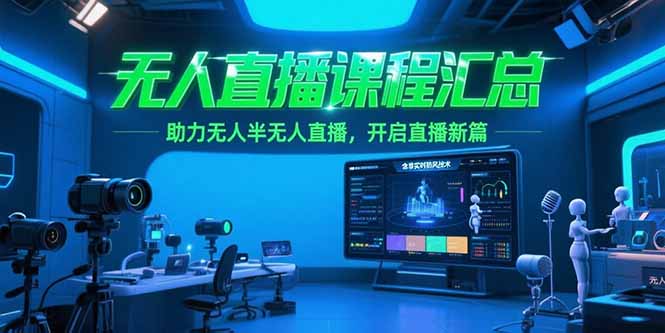 无人直播课程汇总，含非实时防风技术，助力无人半无人直播，开启直播新篇-桂芽网创