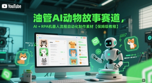 油管AI动物故事赛道，AI+RPA机器人流程自动化制作素材【保姆级教程】-桂芽网创