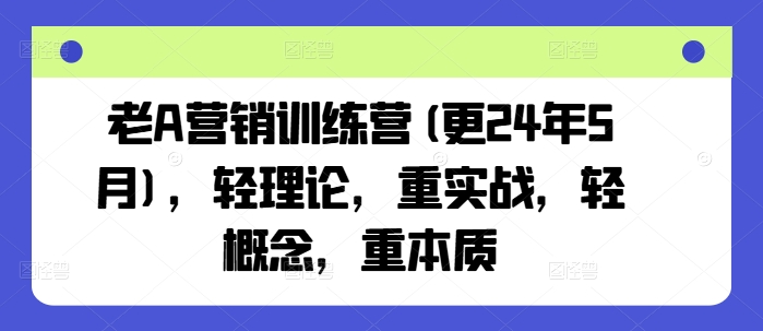 老A营销训练营(更25年6月)，轻理论，重实战，轻概念，重本质-桂芽网创