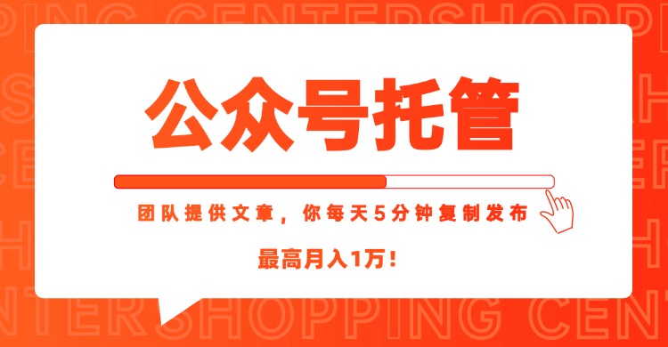 【公众号托管 】我提供文章，你每天５分钟复制发布，最高月入1W-桂芽网创