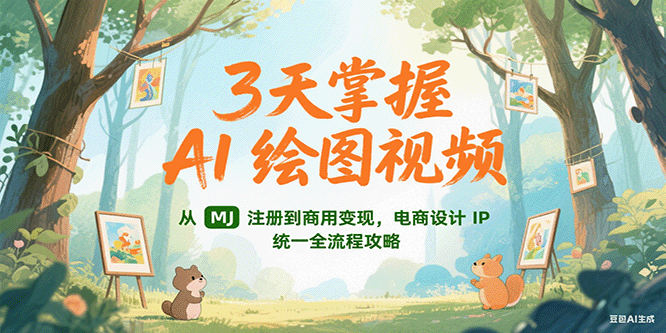 3天掌握AI绘图视频，从MJ 注册到商用变现，电商设计IP统一全流程攻略-桂芽网创