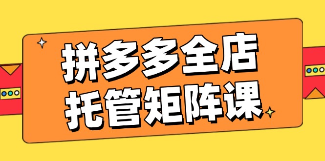 （14328期）拼多多全店托管矩阵课，盈利动销玩法，高效计划设置，提升店铺效益-桂芽网创